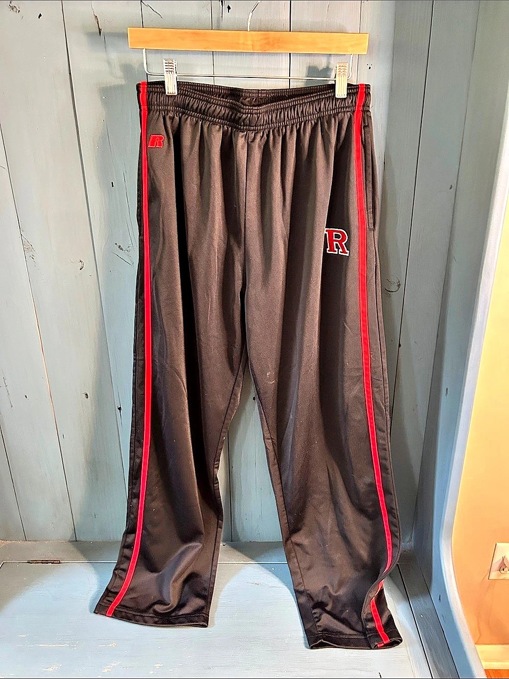 Russell Athletic Men's Track Pants Black & Red  | Large - Rutgers University